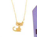 Custom Gift Personalised Gold Dainty Initial Cat Charm Pendant Necklace